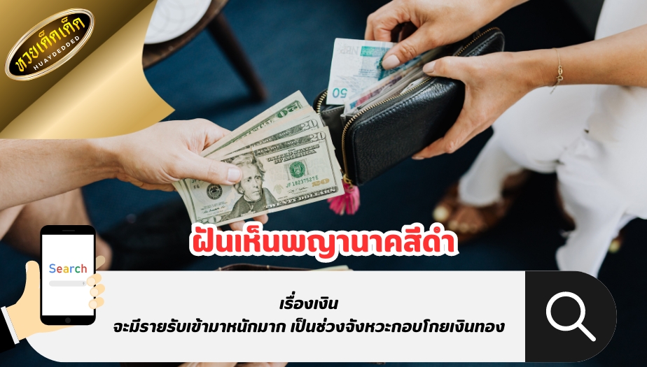 ฝันเห็นพญานาคสีดำ เรื่องการเงิน คำทำนายฝันสื่อความหมาย ดังนี้