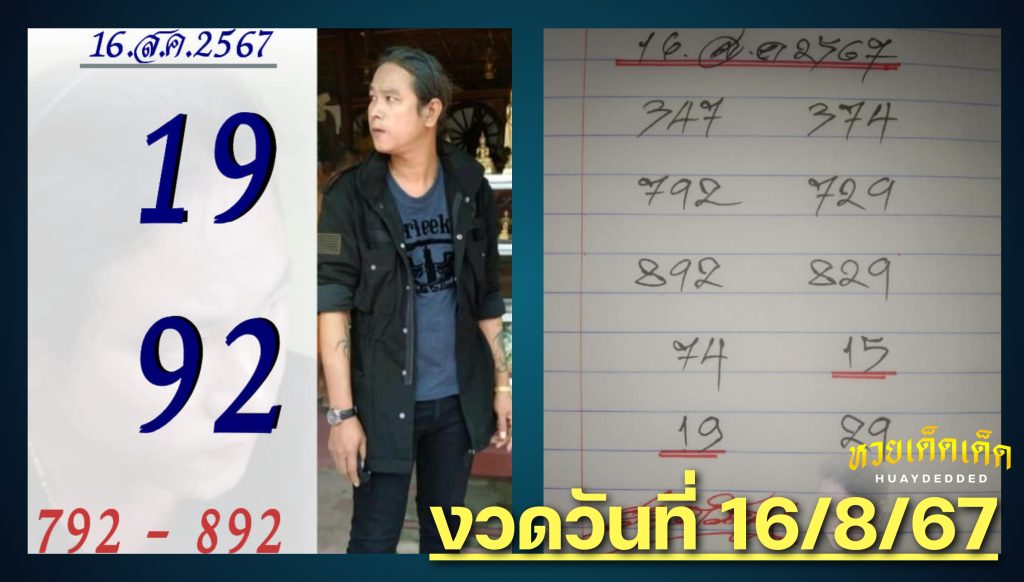 แนวทางเลขเด็ด ดุ่ย ภรัญฯ งวดวันที่ 16 สิงหาคม 2567