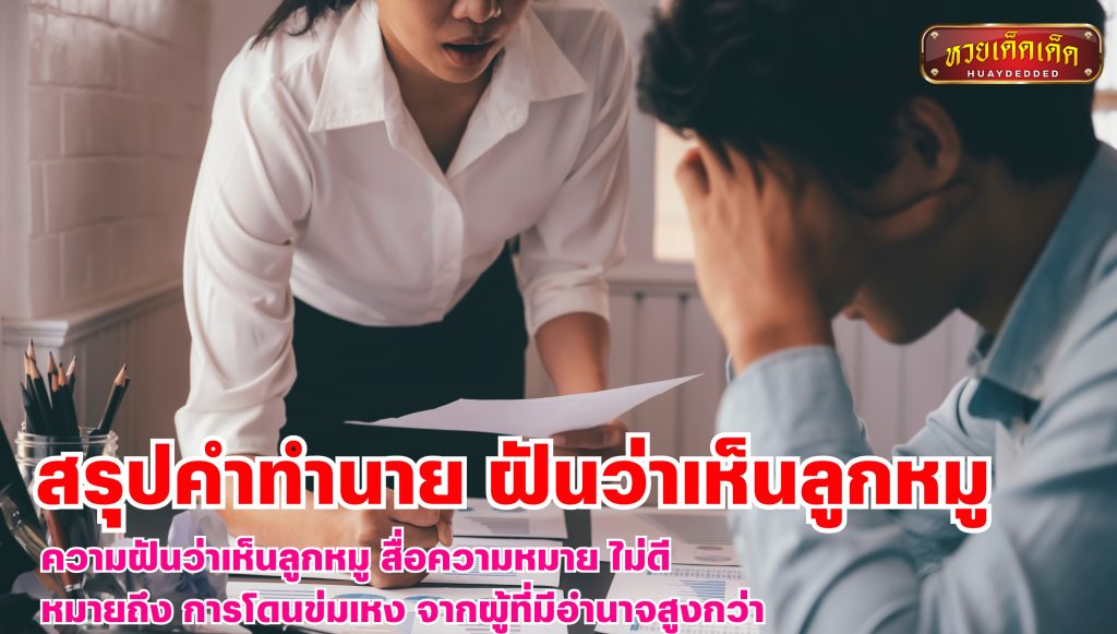 สรุปคำทำนาย ฝันว่าเห็นลูกหมู