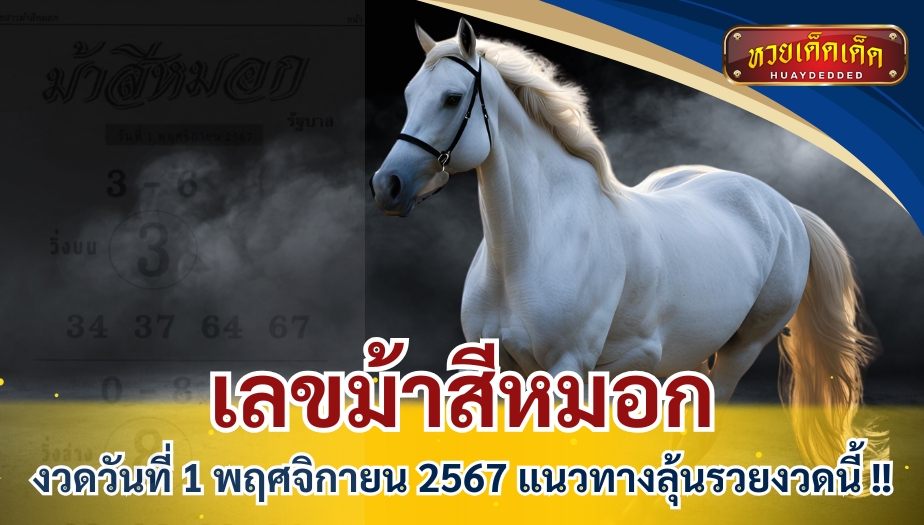 แนวทางเลขเด็ด เลขม้าสีหมอก สำหรับหวยงวด 1 พฤศจิกายน 2567