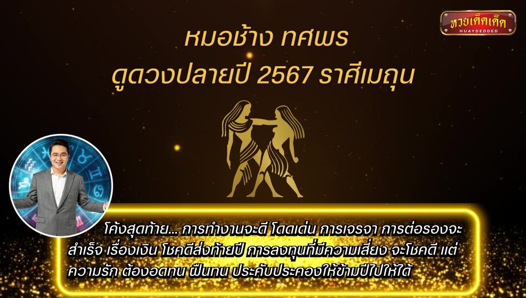 หมอช้าง ทศพร สรุปดวงชะตาปลายปี 2567 ราศีเมถุน